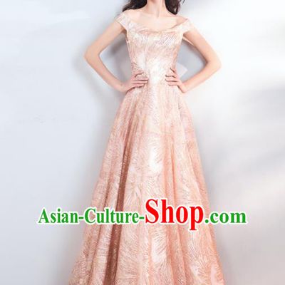 Top Grade Compere Pink Formal Dress Handmade Catwalks Bride Costume for Women