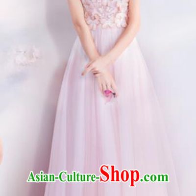 Top Grade Handmade Compere Costume Catwalks Pink Butterfly Formal Dress for Women