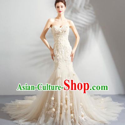 Handmade Princess Wedding Veil Dress Fancy Embroidered Wedding Gown for Women