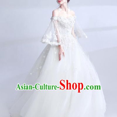 Handmade Princess Wedding Dress Top Grade Fancy Wedding Gown for Women