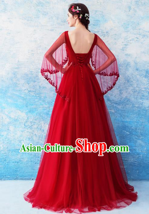 Top Grade Purple Veil Evening Dress Compere Costume Handmade Catwalks Angel Full Dress for Women