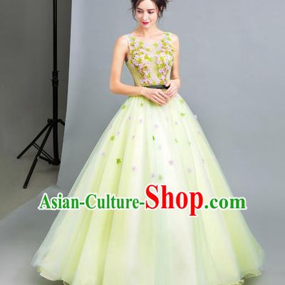 Handmade Bride Green Wedding Dress Princess Costume Flowers Fairy Fancy Wedding Gown for Women