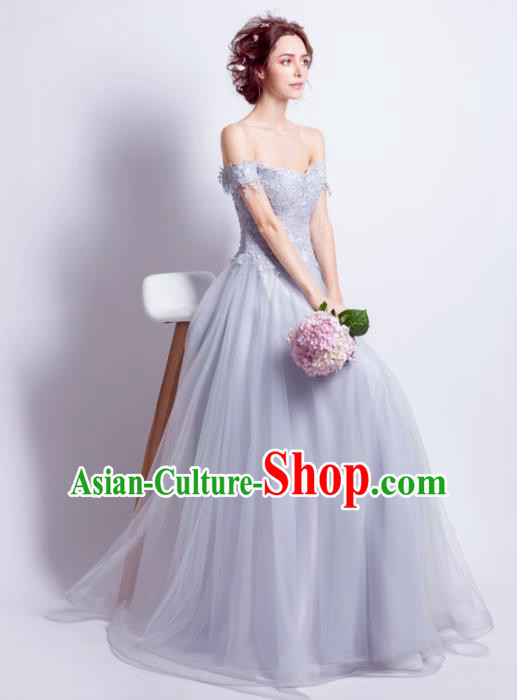 Top Grade Purple Veil Evening Dress Compere Costume Handmade Catwalks Angel Full Dress for Women Top Grade Purple Veil Evening Dress Compere Costume Handmade Catwalks Angel Full Dress for Women