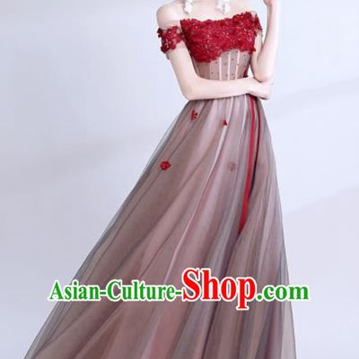 Handmade Strapless Evening Dress Compere Costume Catwalks Angel Full Dress for Women