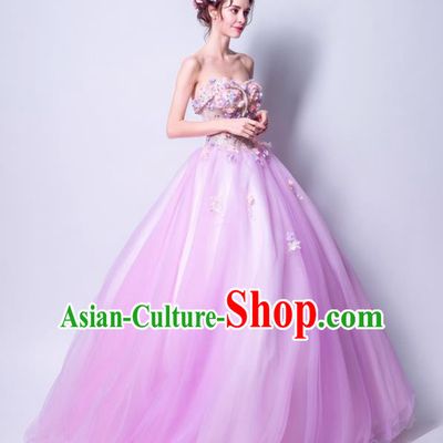 Handmade Bride Off Shoulder Lilac Wedding Dress Princess Costume Fancy Wedding Gown for Women