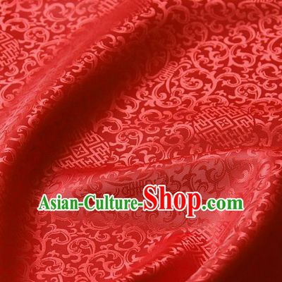 Asian Chinese Traditional Palace Drapery Chinese Royal Pattern Red Brocade Satin Fabric Tang Suit Silk Fabric Material