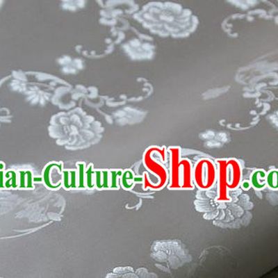 Asian Korean Ancient Costume Grey Brocade Traditional Palace Pattern Satin Fabric Silk Fabric Material