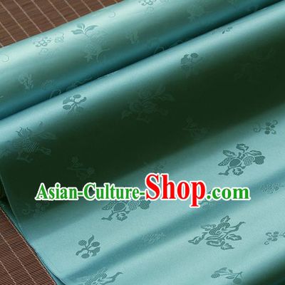 Traditional Asian Lake Blue Brocade Classical Cucurbit Pattern Drapery Korean Hanbok Palace Satin Silk Fabric