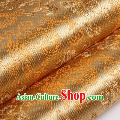 Chinese Traditional Golden Brocade Fabric Tang Suit Classical Pattern Design Tang Suit Silk Material Satin Drapery