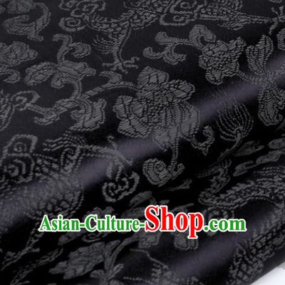Chinese Traditional Black Brocade Fabric Tang Suit Classical Dragons Pattern Design Tang Suit Silk Material Satin Drapery