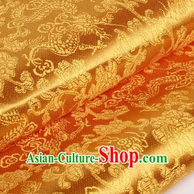 Chinese Traditional Golden Brocade Fabric Tang Suit Classical Dragons Pattern Design Tang Suit Silk Material Satin Drapery