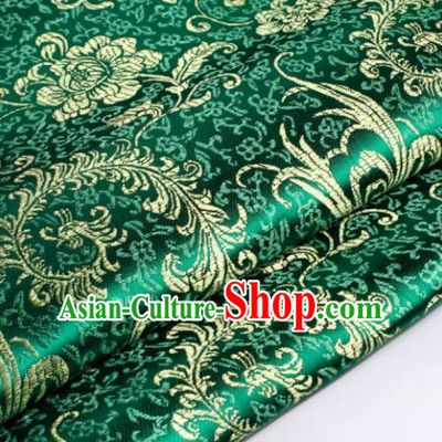 Chinese Traditional Green Brocade Fabric Tang Suit Classical Pteris Pattern Design Tang Suit Silk Material Satin Drapery