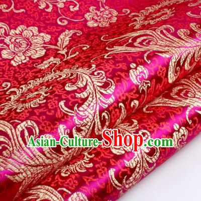 Chinese Traditional Rosy Brocade Fabric Tang Suit Classical Pteris Pattern Design Tang Suit Silk Material Satin Drapery