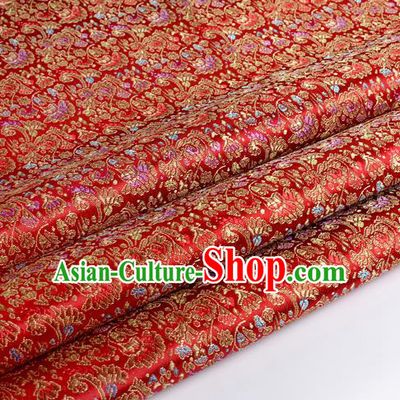 Chinese Traditional Red Brocade Fabric Tang Suit Classical Cockscomb Flower Pattern Design Tang Suit Silk Material Satin Drapery