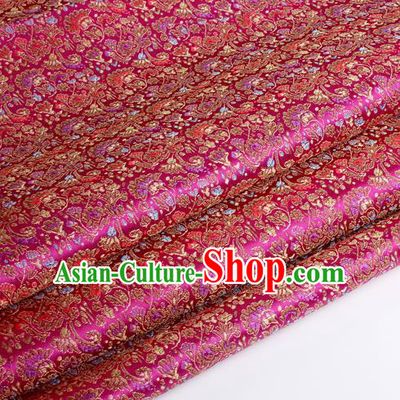 Chinese Traditional Rosy Brocade Fabric Tang Suit Classical Cockscomb Flower Pattern Design Tang Suit Silk Material Satin Drapery