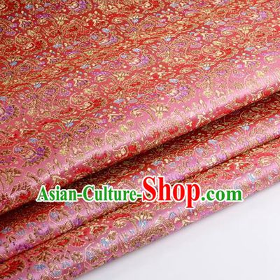Chinese Traditional Pink Brocade Fabric Tang Suit Classical Cockscomb Flower Pattern Design Tang Suit Silk Material Satin Drapery