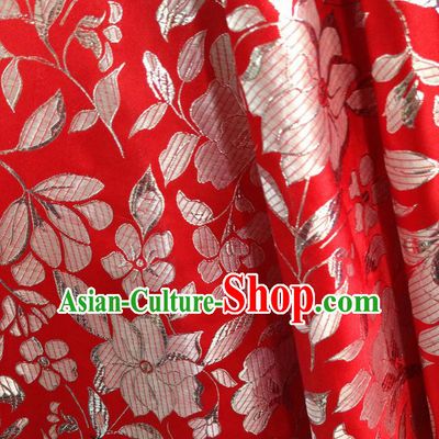 Chinese Traditional Red Brocade Fabric Tang Suit Classical Peony Pattern Design Tang Suit Silk Material Satin Drapery