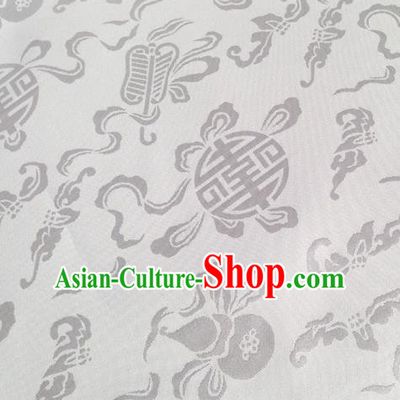 Chinese Traditional White Brocade Fabric Tang Suit Classical Calabash Pattern Design Silk Material Satin Drapery
