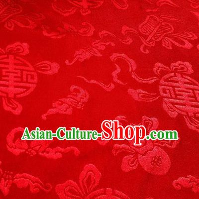 Chinese Traditional Red Brocade Fabric Tang Suit Classical Calabash Pattern Design Silk Material Satin Drapery
