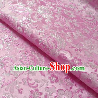 Chinese Traditional Pink Brocade Fabric Tang Suit Classical Pattern Design Silk Material Satin Drapery