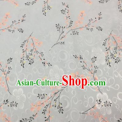 Chinese Traditional Apparel Fabric White Brocade Classical Pattern Design Silk Material Satin Drapery
