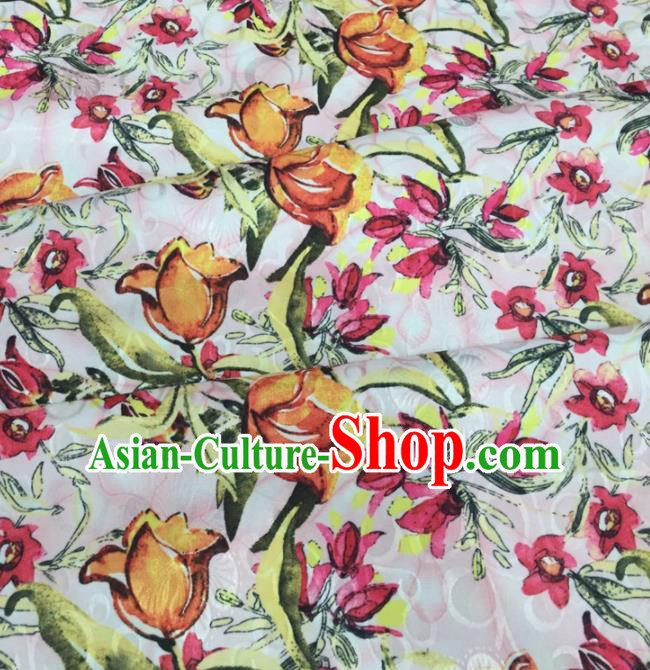 Chinese Traditional Flower Silk Fabric Brocade Embroidered Fabric Dress Material Chinese Traditional Flower Silk Fabric Brocade Embroidered Fabric Dress Material