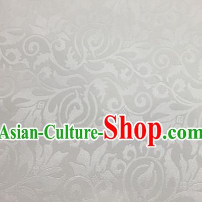 Chinese Traditional Apparel Fabric White Brocade Classical Pattern Design Silk Material Satin Drapery