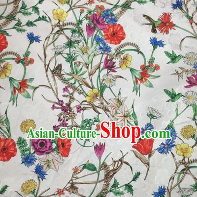 Chinese Traditional Apparel Fabric Printing Brocade Classical Pattern Design Silk Material Satin Drapery