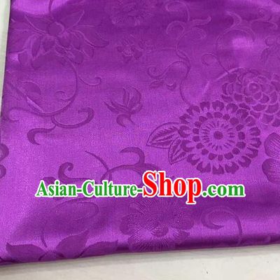 Chinese Traditional Apparel Fabric Purple Brocade Classical Pattern Design Silk Material Satin Drapery