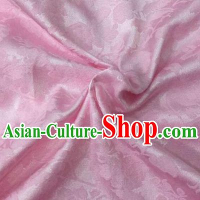Chinese Traditional Apparel Fabric Pink Brocade Classical Pattern Design Silk Material Satin Drapery