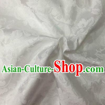 Chinese Traditional Apparel Fabric White Brocade Classical Pattern Design Silk Material Satin Drapery