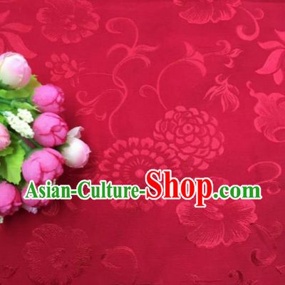 Chinese Traditional Apparel Fabric Red Qipao Brocade Classical Pattern Design Silk Material Satin Drapery