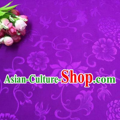 Chinese Traditional Apparel Fabric Purple Qipao Brocade Classical Pattern Design Silk Material Satin Drapery