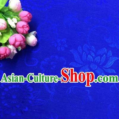 Chinese Traditional Apparel Fabric Blue Qipao Brocade Classical Pattern Design Silk Material Satin Drapery