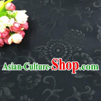 Chinese Traditional Apparel Fabric Black Qipao Brocade Classical Pattern Design Silk Material Satin Drapery