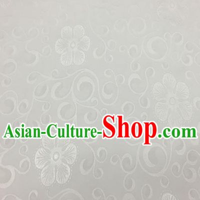 Chinese Traditional Apparel Fabric Qipao White Brocade Classical Flowers Pattern Design Silk Material Satin Drapery