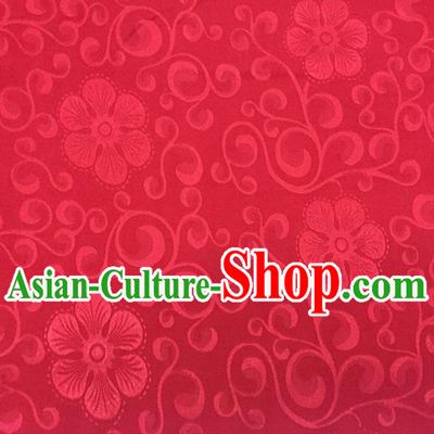 Chinese Traditional Apparel Fabric Qipao Red Brocade Classical Flowers Pattern Design Silk Material Satin Drapery