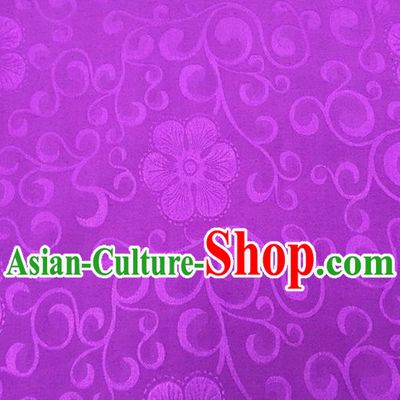 Chinese Traditional Apparel Fabric Qipao Purple Brocade Classical Flowers Pattern Design Silk Material Satin Drapery
