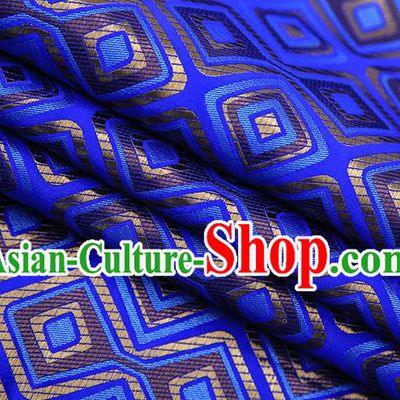 Chinese Traditional Apparel Qipao Fabric Royalblue Brocade Classical Pattern Design Material Satin Drapery