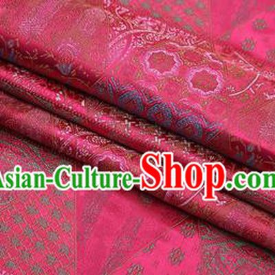 Chinese Traditional Apparel Fabric Tibetan Robe Rosy Brocade Classical Pattern Design Material Satin Drapery