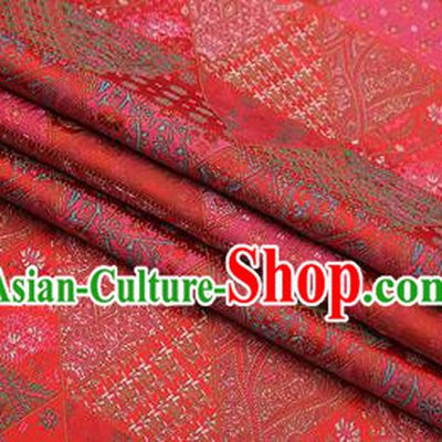 Chinese Traditional Apparel Fabric Tibetan Robe Red Brocade Classical Pattern Design Material Satin Drapery