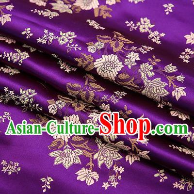 Traditional Chinese Purple Brocade Fabric Tang Suit Classical Pattern Design Satin Material Drapery
