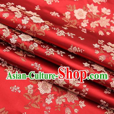 Traditional Chinese Purplish Red Brocade Fabric Tang Suit Classical Pattern Design Satin Material Drapery