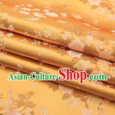 Traditional Chinese Golden Brocade Fabric Tang Suit Classical Pattern Design Satin Material Drapery