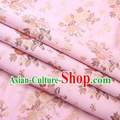Traditional Chinese Pink Brocade Fabric Tang Suit Classical Pattern Design Satin Material Drapery
