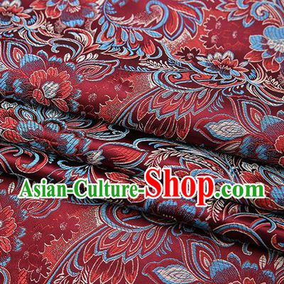 Chinese Traditional Purplish Red Satin Brocade Fabric Tang Suit Classical Pattern Design Material Drapery