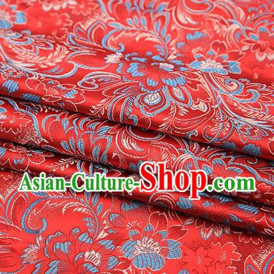 Chinese Traditional Red Satin Brocade Fabric Tang Suit Classical Pattern Design Material Drapery