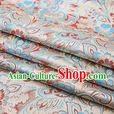 Chinese Traditional Beige Satin Brocade Fabric Tang Suit Classical Pattern Design Material Drapery