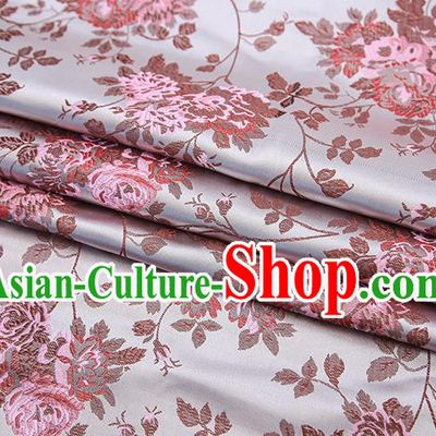 Chinese Traditional Satin Brocade Fabric Qipao Dress Classical Roses Pattern Design Material Drapery