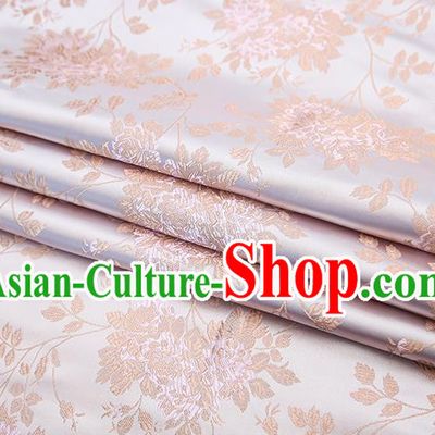 Chinese Traditional Pink Satin Brocade Fabric Qipao Dress Classical Roses Pattern Design Material Drapery